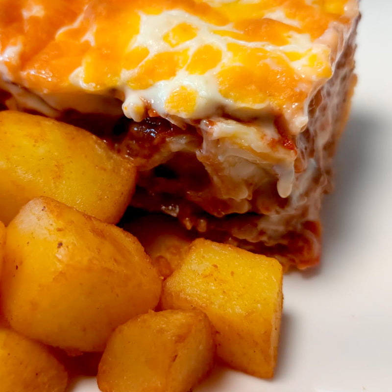 Martinas Homemade Foods lasagne and potato cubes