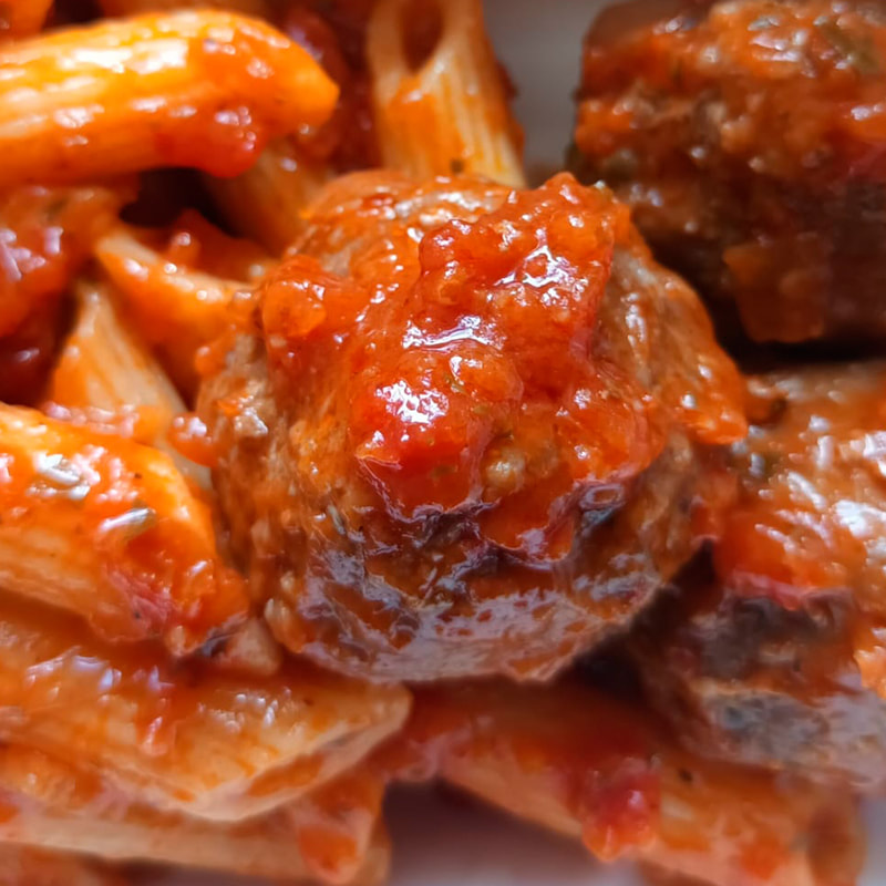 Martinas Homemade Foods Meatballs in tomato sauce with Penne Pasta